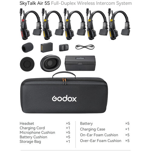 Godox SkyTalk Air 5S 5-Person Wireless Intercom Headset System