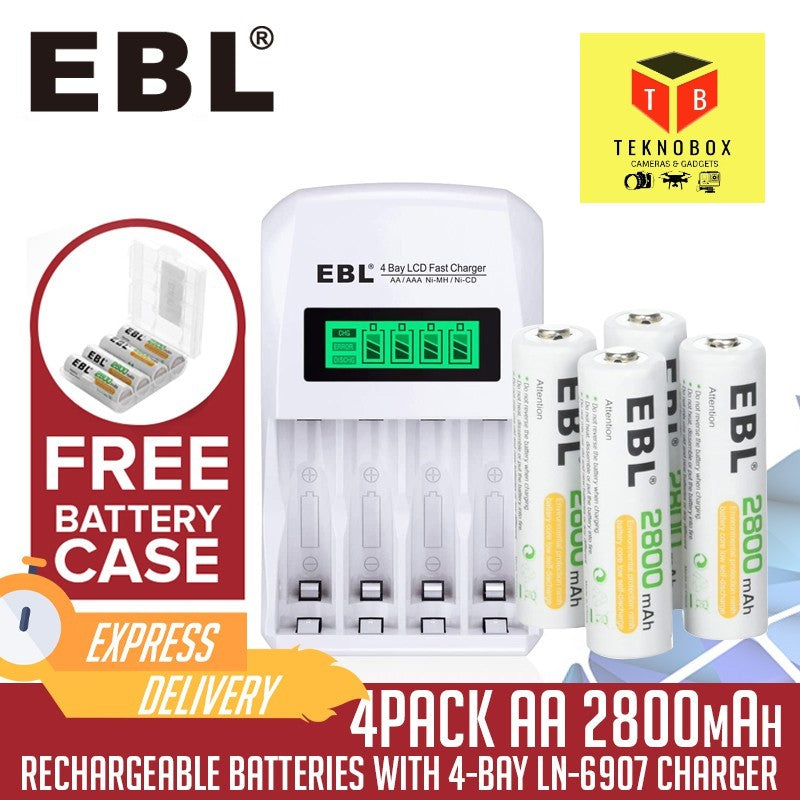 EBL LN-6907 Rechargeable Battery Charger with AA 2800mAh Rechargeable Battery