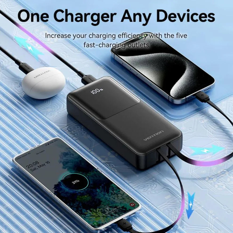 Vention 20000mAh Fast Charge Power Bank (Black/White)