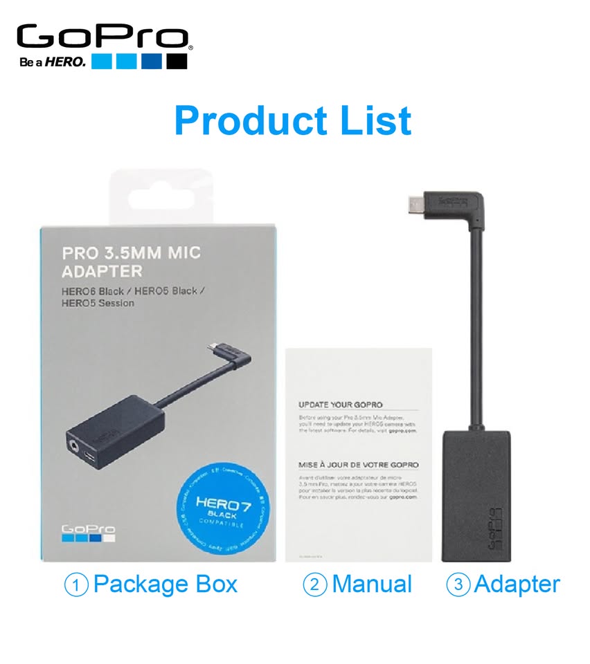 GoPro 3.5mm Mic Adapter for Hero 5/6/7/8/9/10 Black