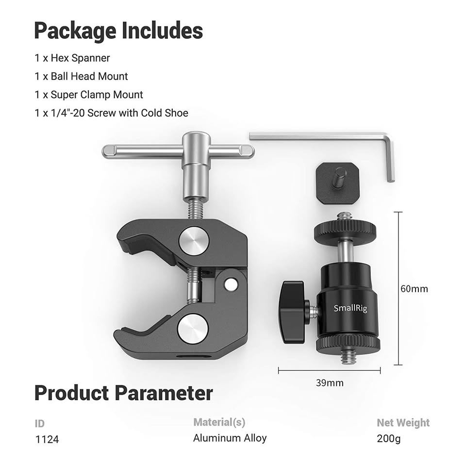 Small Rig Clamp Type Handlebar Mount for Action cameras