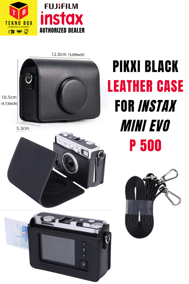 Pikxi Leather Case For Instax Mini Evo (Horizontal, Color Black)