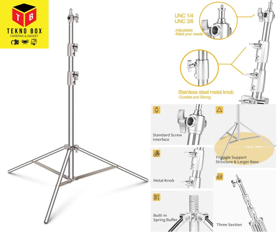 9 FT. Stainless Steel Spring Cushioned Heavy Duty Light Stand