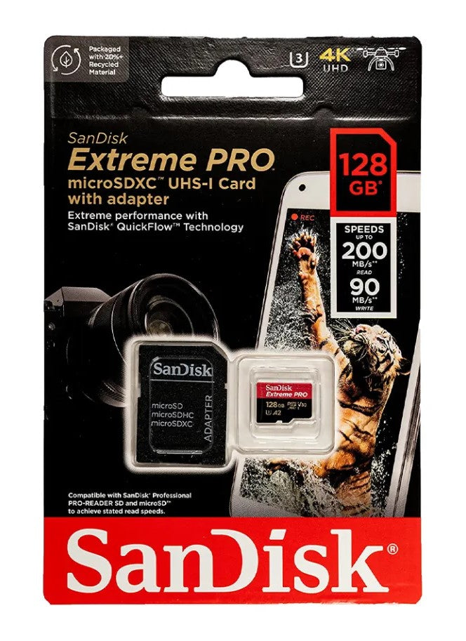 Sandisk Extreme Pro 128GB Micro SD Card with adapter