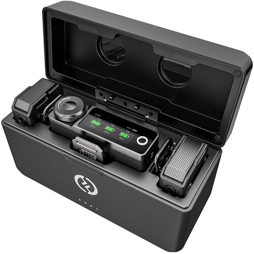 Hollyland Lark Max Duo Wireless Microphone System Multi-Device Compatible Cameras, Android, iOS Phones, Laptops (2 TX, 1 RX, 2 Lavalier Mics, Charging Case)