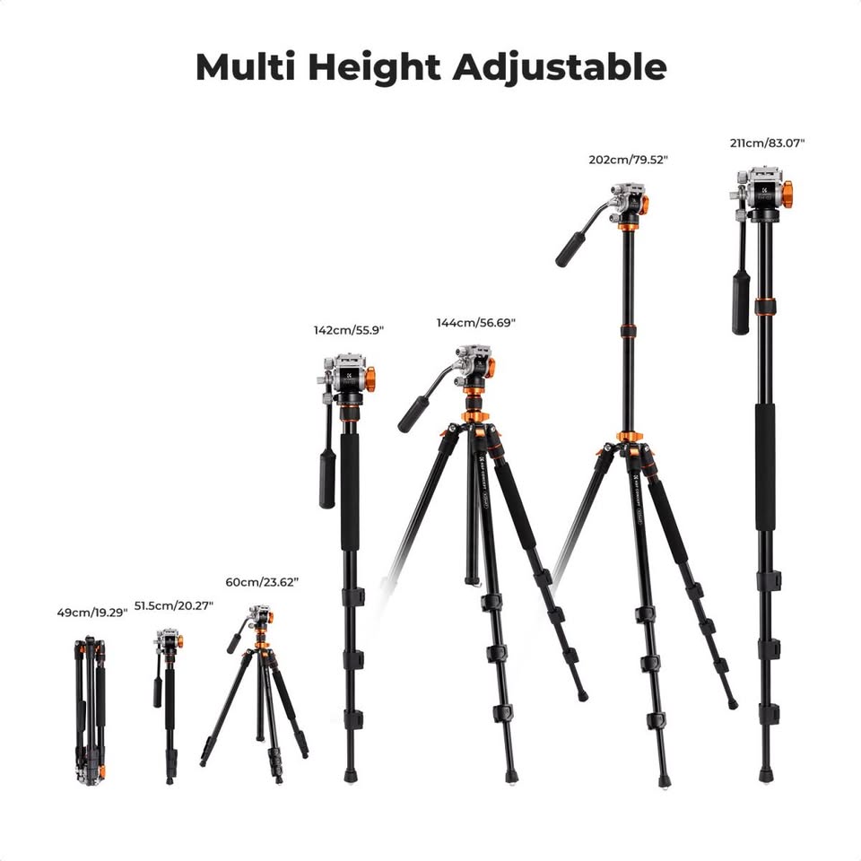 K&F Concept K234A7 Video Tripod Monopod With Fluid Head