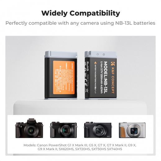 Brand New K&F NB-13L Dual Batteries With Charger Price: P3,499  Compatible with  Canon camera models: G5X/G7X/G7X Mark 2/G7X Mark 3/ SX720/SX730/G9X/G9X2, Canon PowerShot G5X G7X G9X, G9X,SX620 SX720,