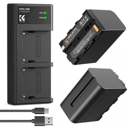 K&F NP-F970 Dual Batteries With Charger Set