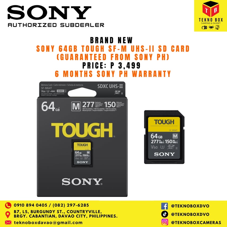 Brand New Sony 64GB Tough Series SF-M UHS-II SDXC Memory SD Card (Guaranteed from Sony PH)