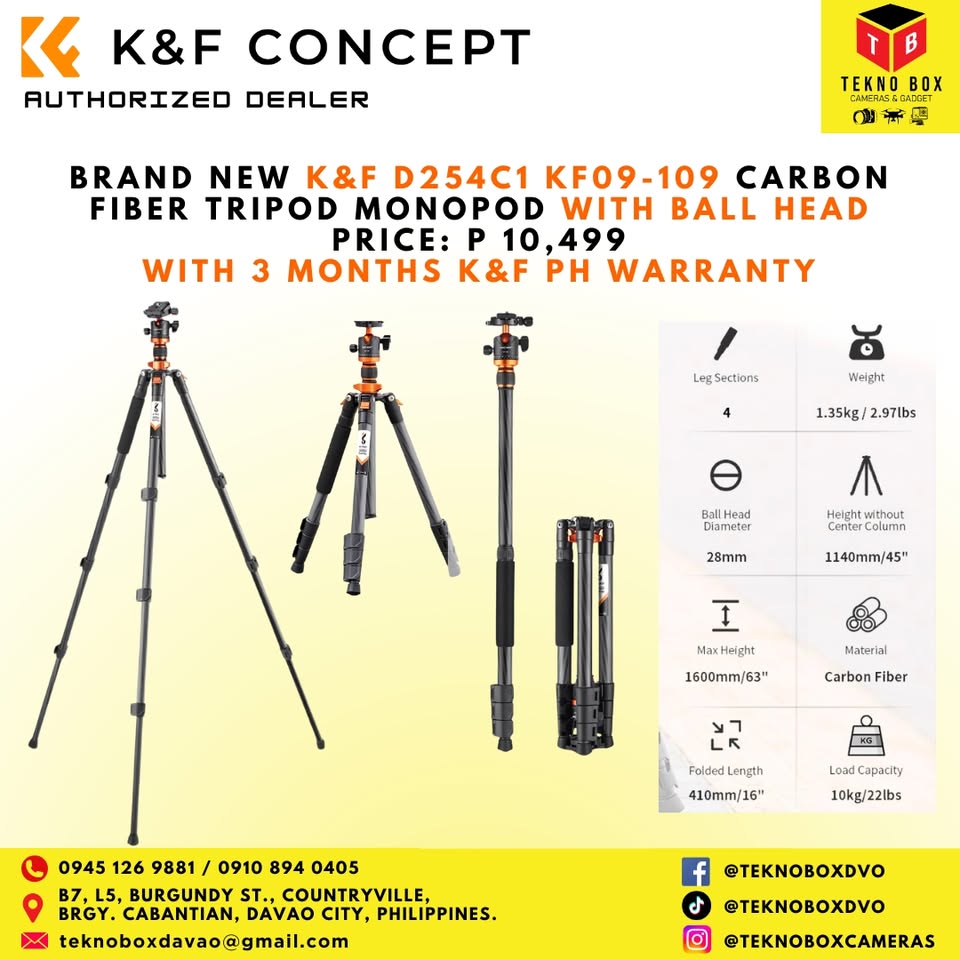 K&F D254C1 KF09-109 Carbon Fiber Tripod Monopod With Ball Head