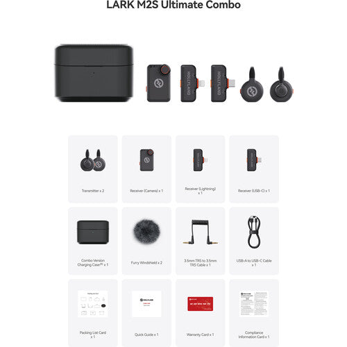 Hollyland Lark M2S Wireless Microphone System Combo (2 TX, 3 RX, 1 Charging Case)