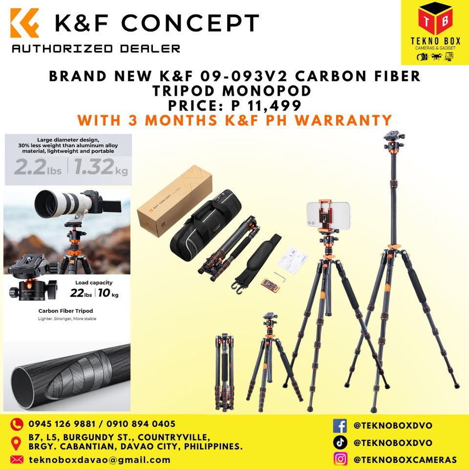 K&F KF09-093 Carbon Fiber Tripod Monopod With Ball Head & Smartphone Mount
