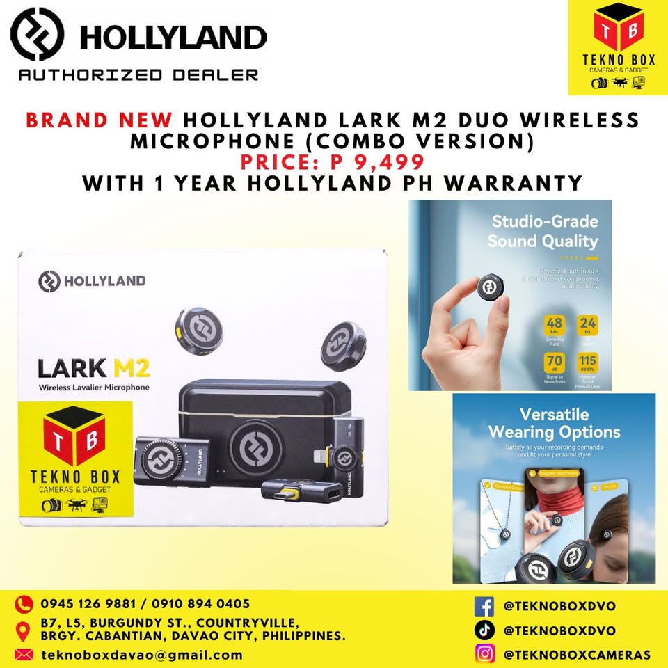 Hollyland Lark M2 Duo Wireless Microphone Combo Version Multi-Device Compatible Cameras, Android, iOS Phones, Laptops (2 TX, 3 RX, 1 Charging Case)