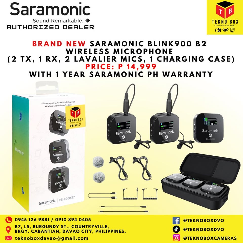 Saramonic Blink 900 B2 Wireless Microphone (2 TX, 1 RX, 1 Charging Case)