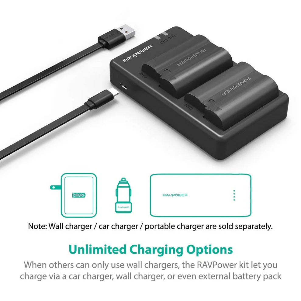 Ravpower EN-EL15 Series Dual Batteries with Charger