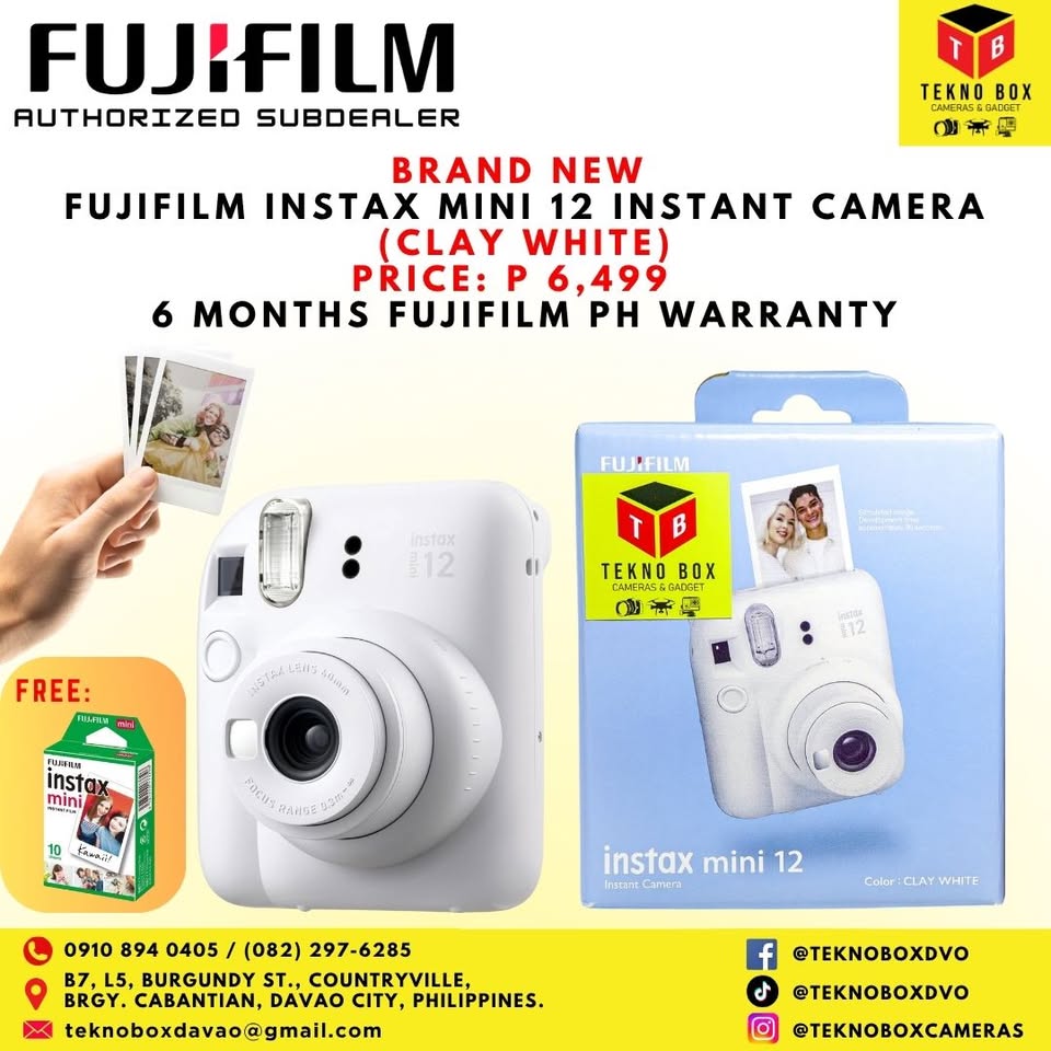 Fujifilm Instax Mini 12 Instant Camera With Instax Mini Film 10s White