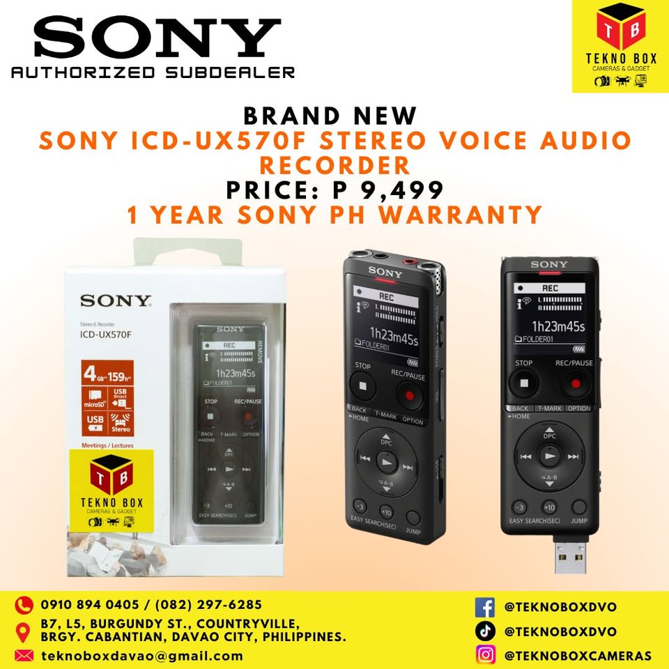 Sony ICD-UX570F Stereo Audio Voice Recorder