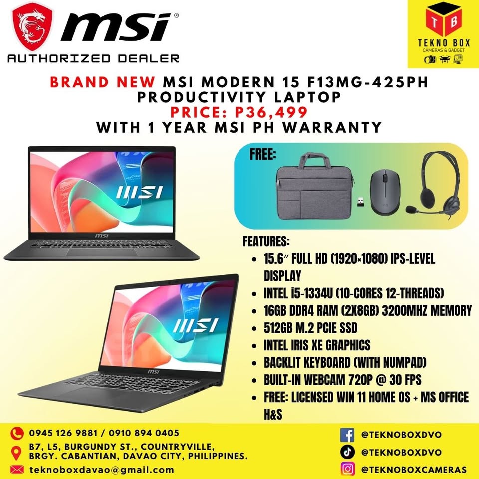 MSI Modern 15 F13MG-425PH Productivity Laptop