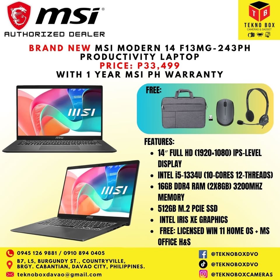 MSI Modern 14 F13MG-243PH Productivity Laptop