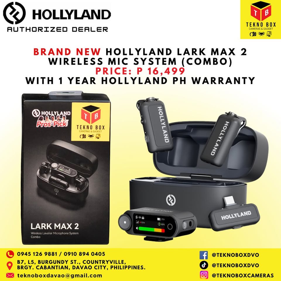 Hollyland Lark Max 2 Wireless Mic System With Built-In Audio Recording For Cameras, Smartphones, Laptops (Combo)