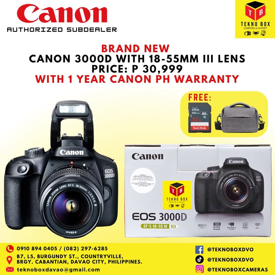 Canon 3000D DSLR Camera With 18-55mm III Lens