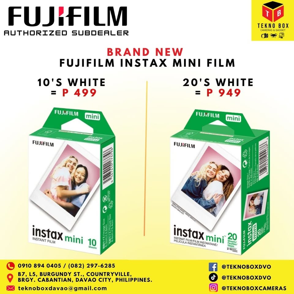 Fujifilm Instax Mini Film 20's White (2 X 10's Twin Pack)