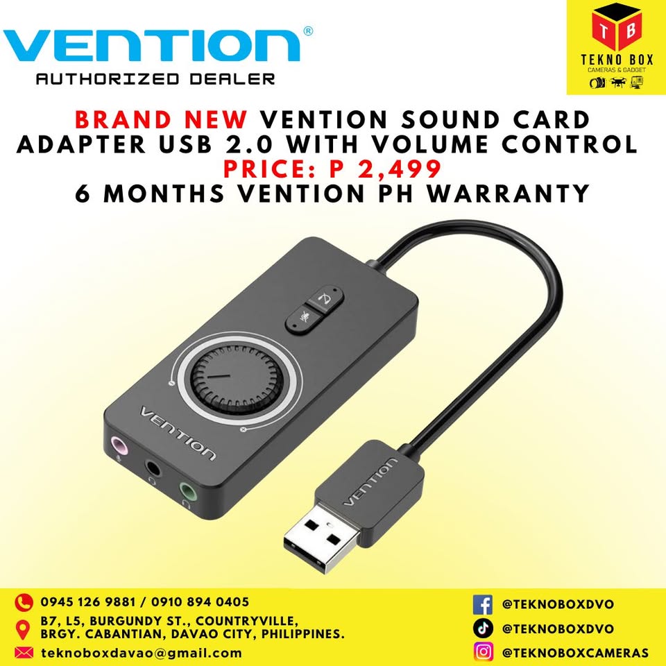 Vention USB 2.0 External Stereo Sound Card Adapter with Volume Control