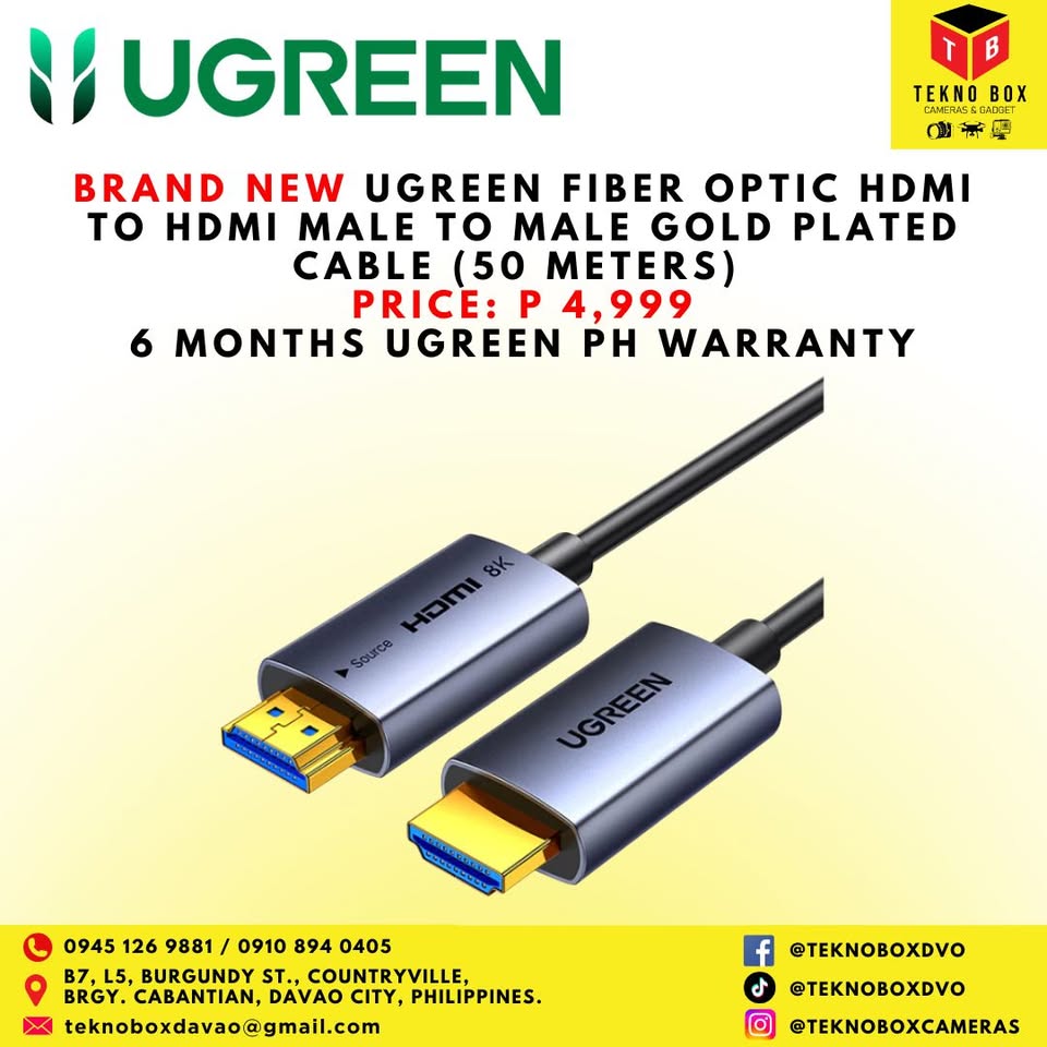 Ugreen HDMI to HDMI Male to Male 8K Fiber Optic Cable (50 Meters)