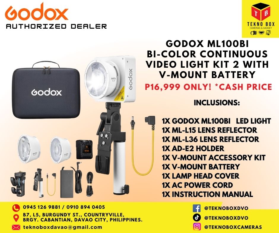 Godox ML100 Bi-Color Continuous Video Light Kit 2 With V-Mount Battery