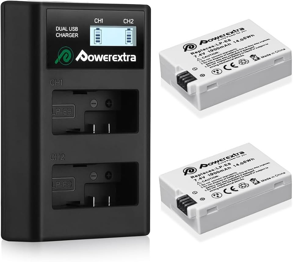 PowerExtra LP-E8 Dual Batteries with Charger