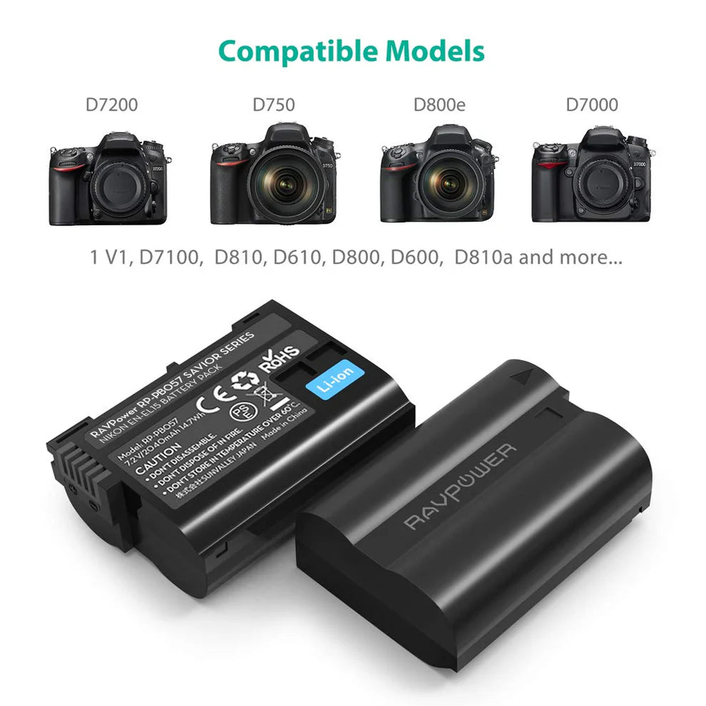 Ravpower EN-EL15 Series Dual Batteries with Charger