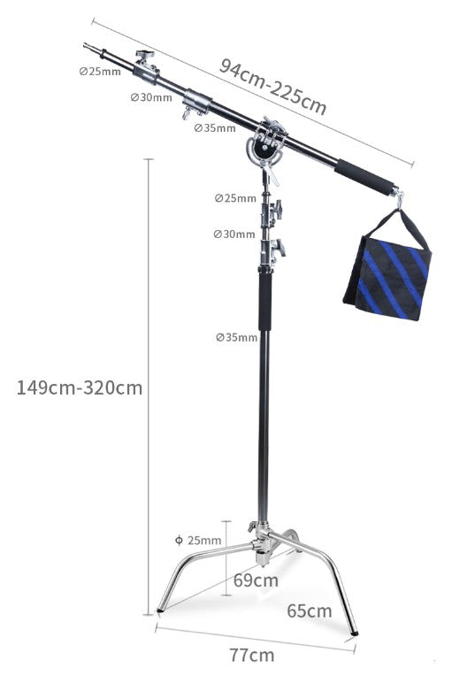 Brand New Nicefoto Professional Heavy Duty Stainless C-Stand With Sand Bag