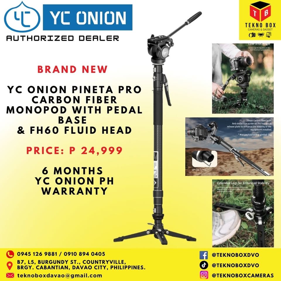 YC Onion Pineta Pro Carbon Fiber Monopod with Pedal Base and FH60 Fluid Head