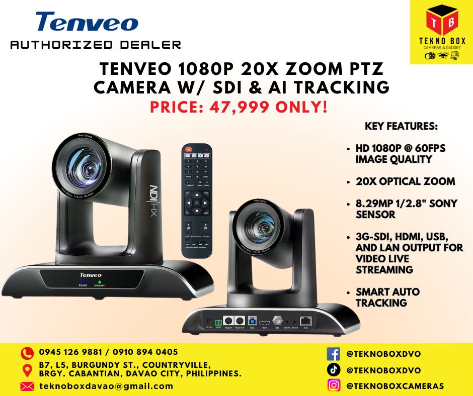 Tenveo 1080P 20X Zoom PTZ Camera W/ SDI & AI Tracking