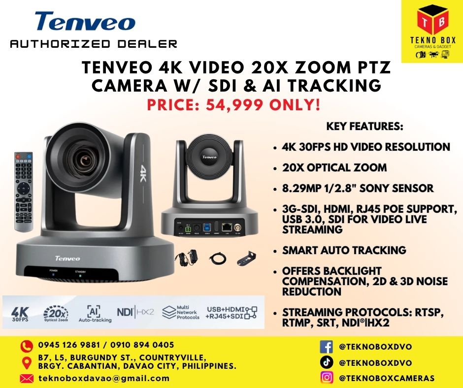 Tenveo 4K Video 20x Zoom PTZ Camera W/ SDI & AI Tracking