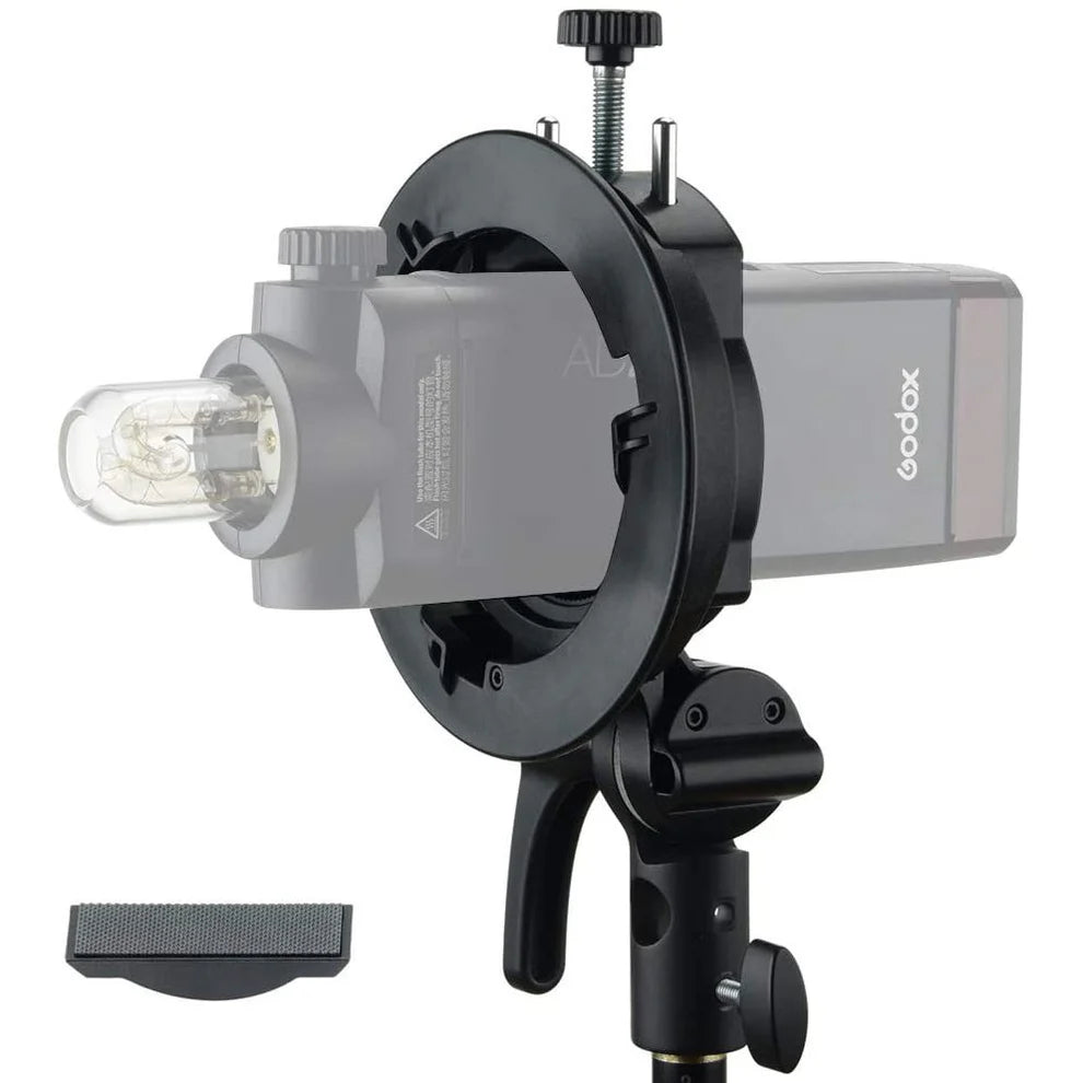 Godox S2 Universal S‑Type Speedlite Bracket for Umbrella Holder with Round/Square‑Head Flashes