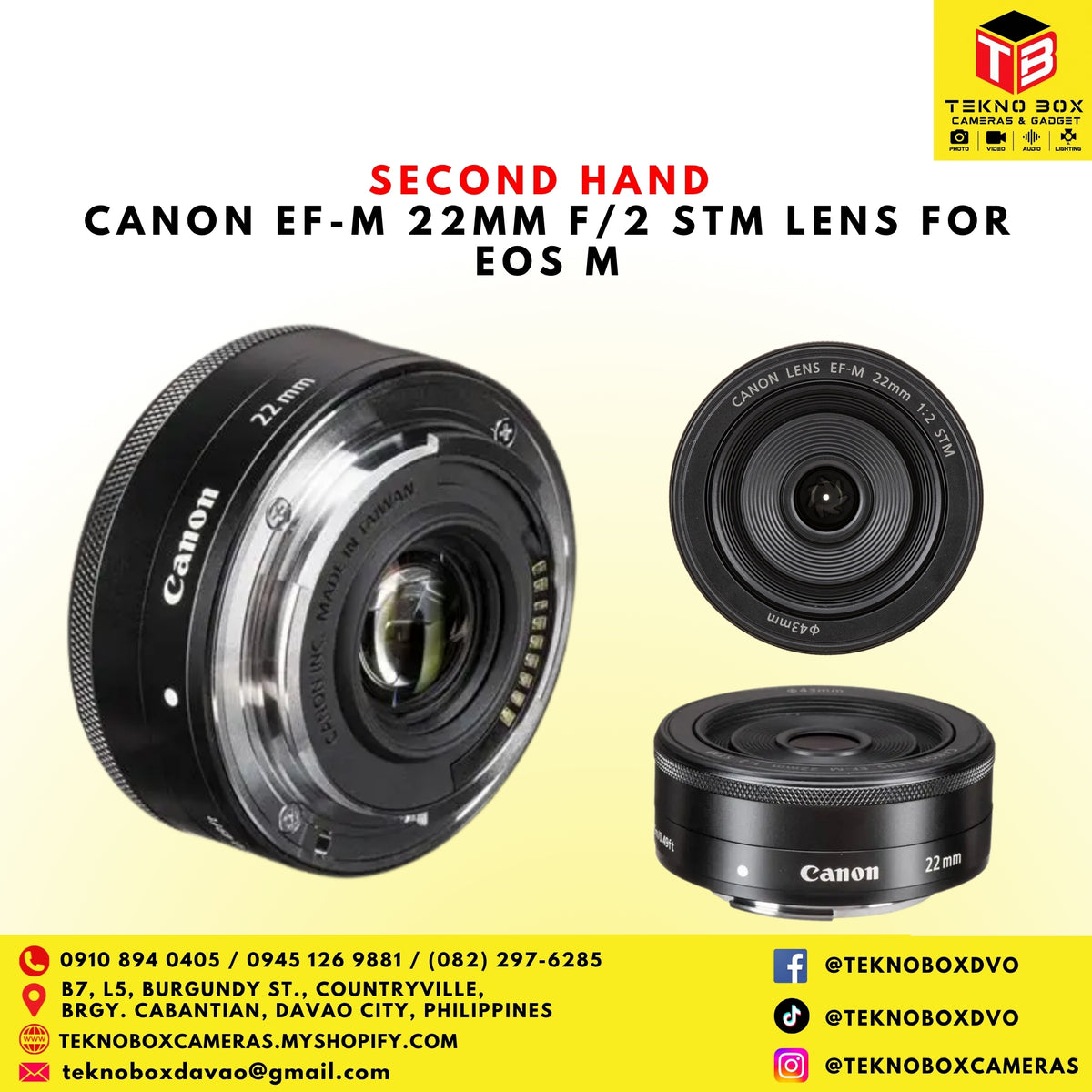 Canon EF-M 22mm F/2 STM Lens for EOS Macro Lens