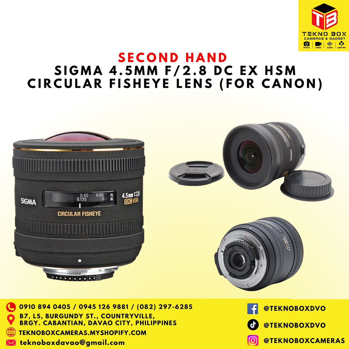 Sigma 4.5mm F/2.8 DC EX HSM Circular Fisheye Lens (for Canon)