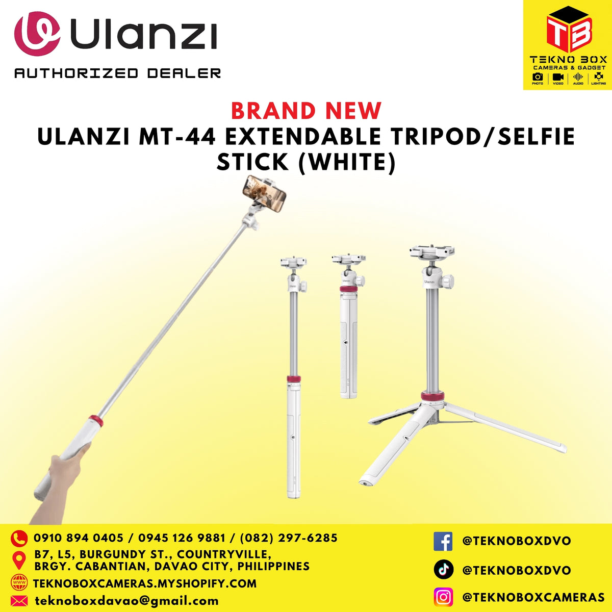 Brand new Ulanzi MT-44 Extendable Tripod/Selfie Stick (White)