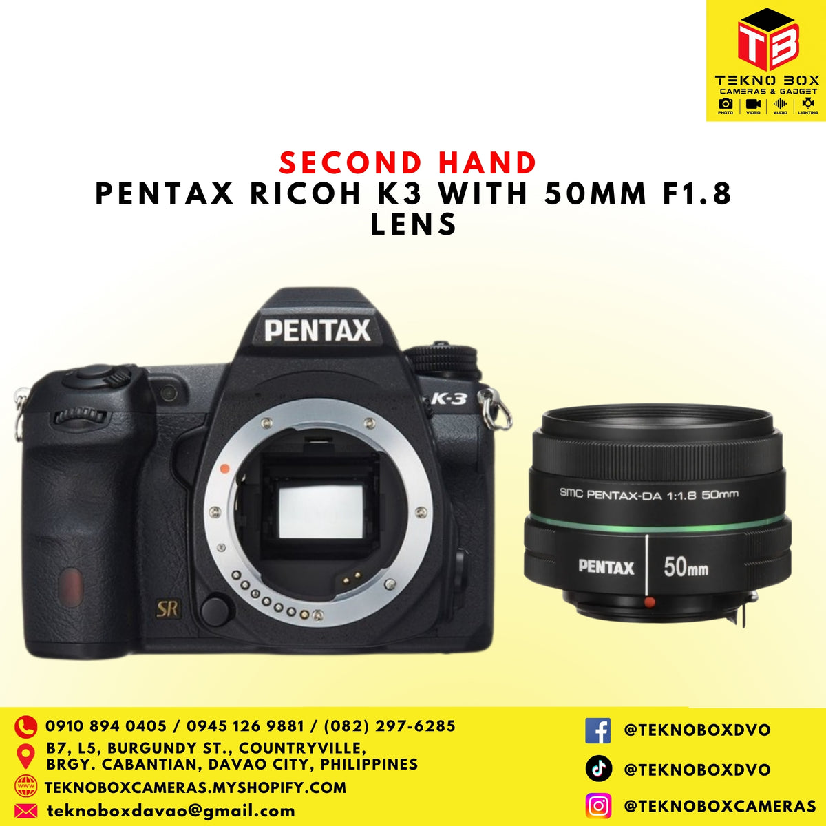 Pentax Ricoh K3 with 50mm F1.8 Lens