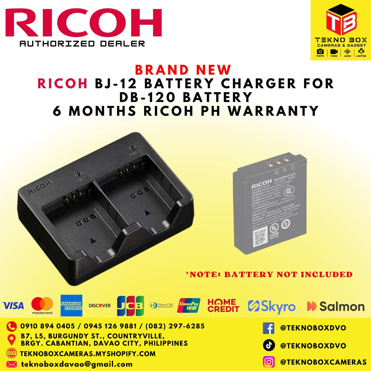 Ricoh BJ-12 Battery Charger for DB-120 Battery