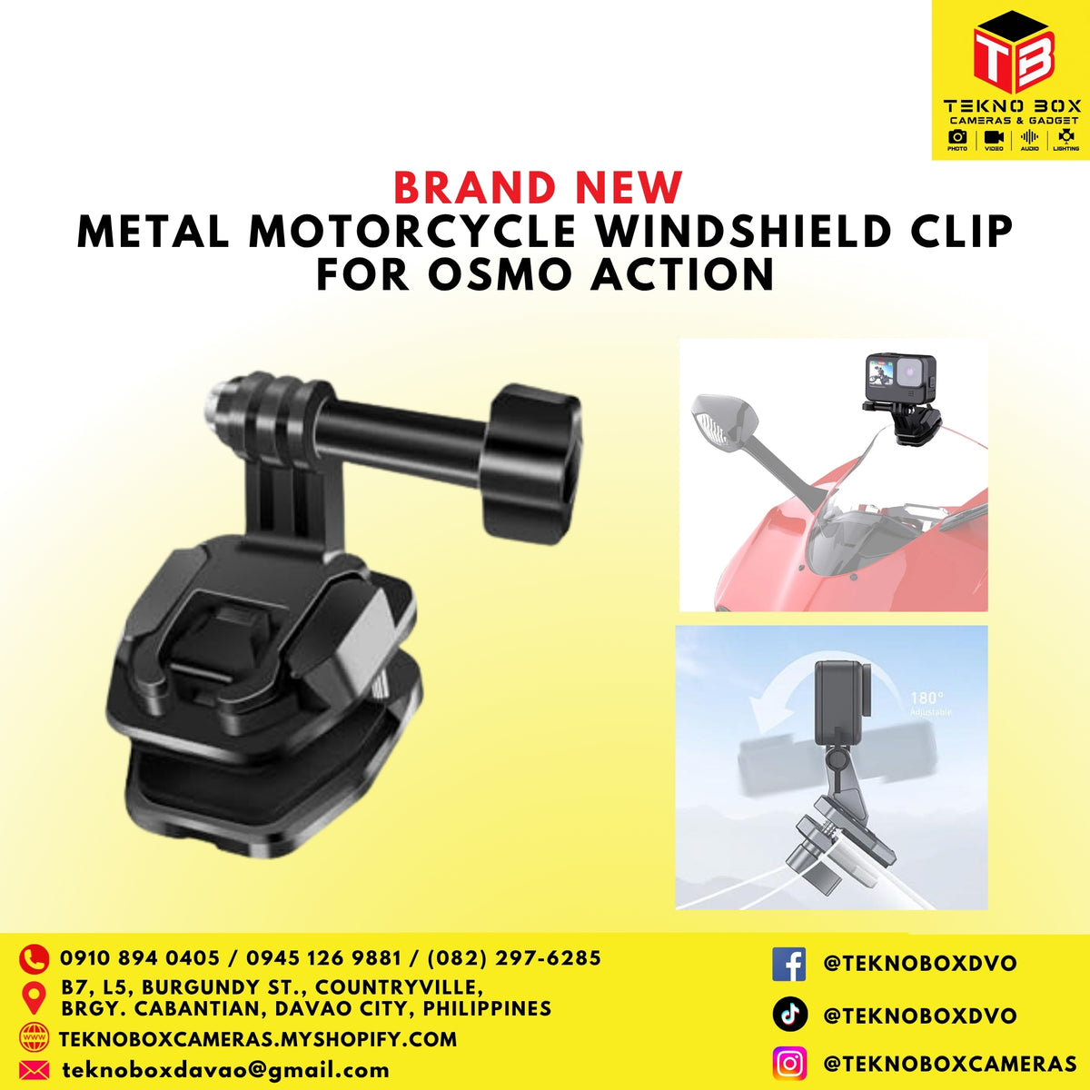 Metal Motorcycle Windshield Clip for Osmo Action