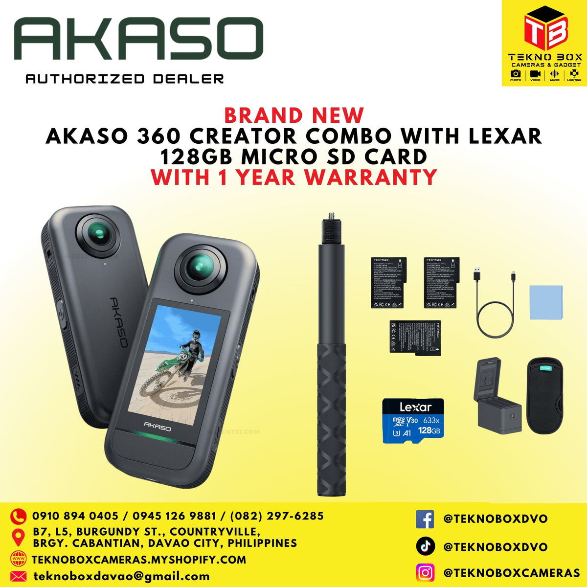 Akaso 360 Creator Combo with Lexar 128GB Micro SD Card
