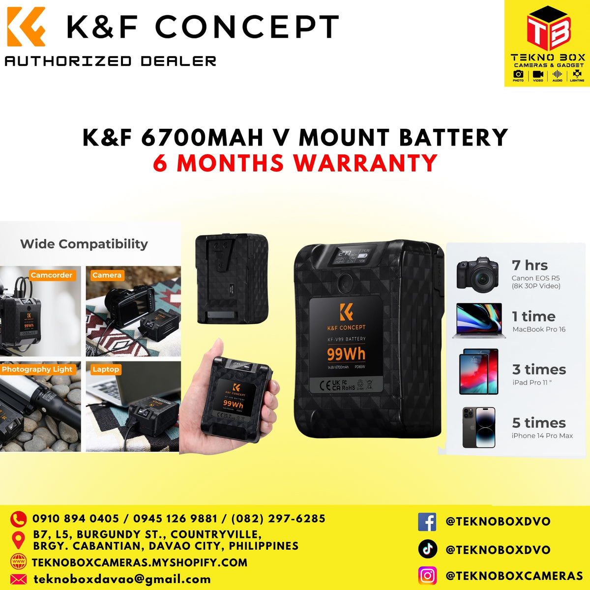 K&F 6700mah V Mount Battery