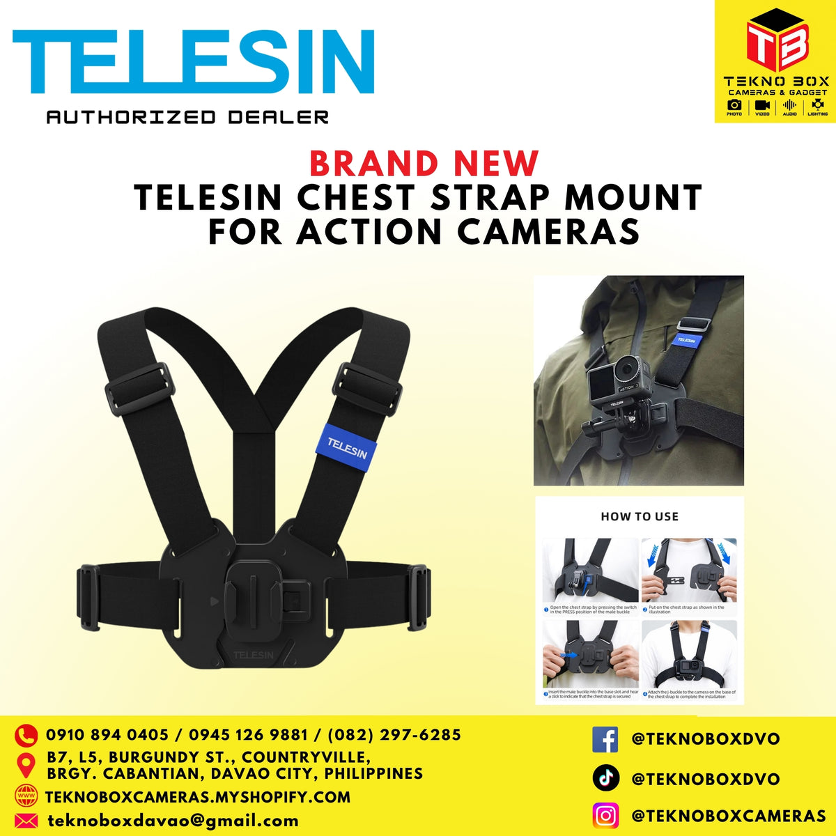 Telesin Chest Strap Mount for Action Cameras