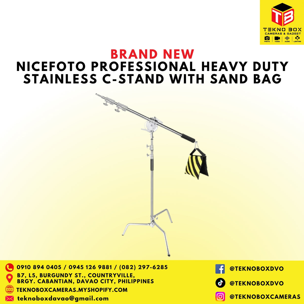 Brand New Nicefoto Professional Heavy Duty Stainless C-Stand With Sand Bag