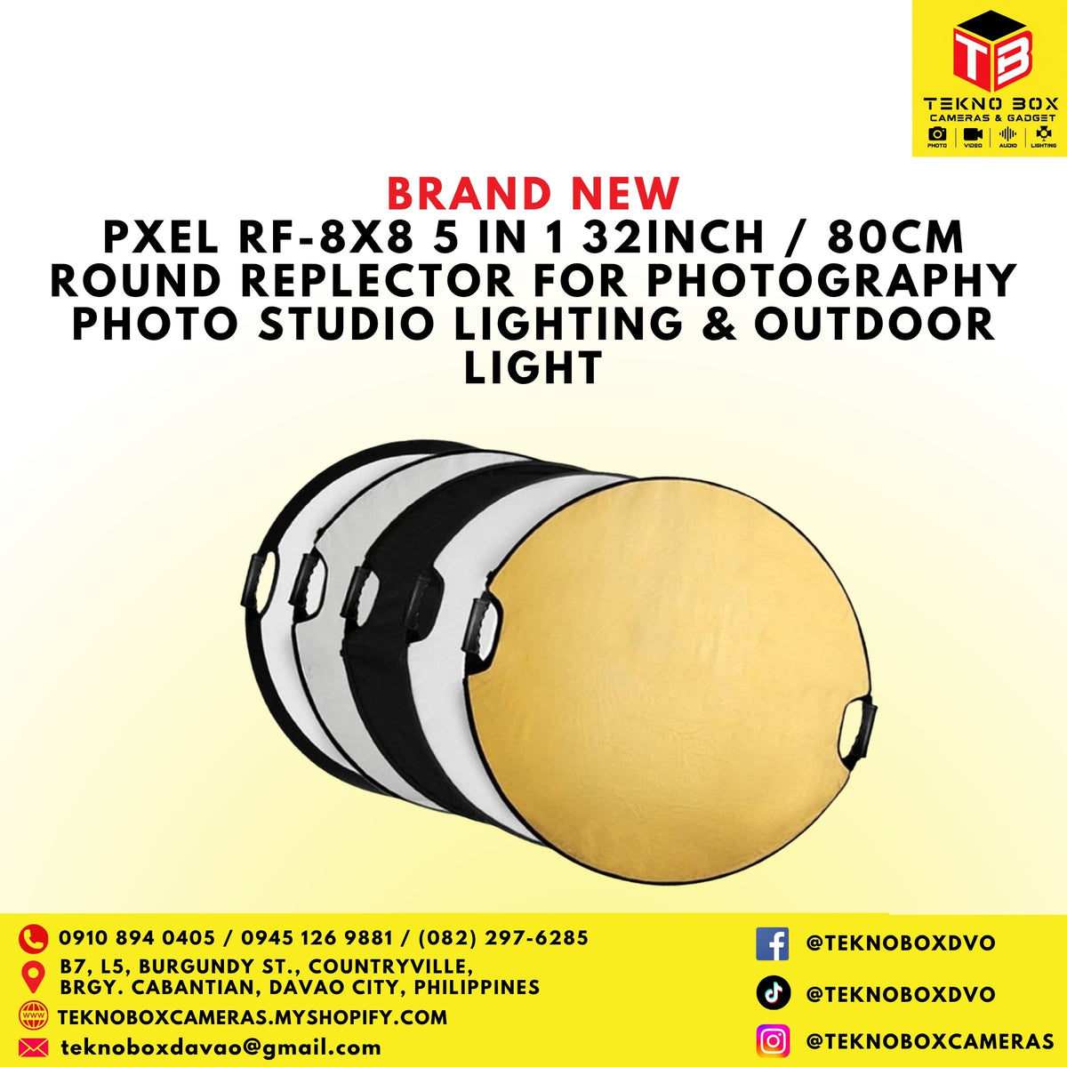 PXEL RF-8X8 5 in 1 32inch / 80cm Round Reflector for Photography Photo Studio Lighting & Outdoor Lighting