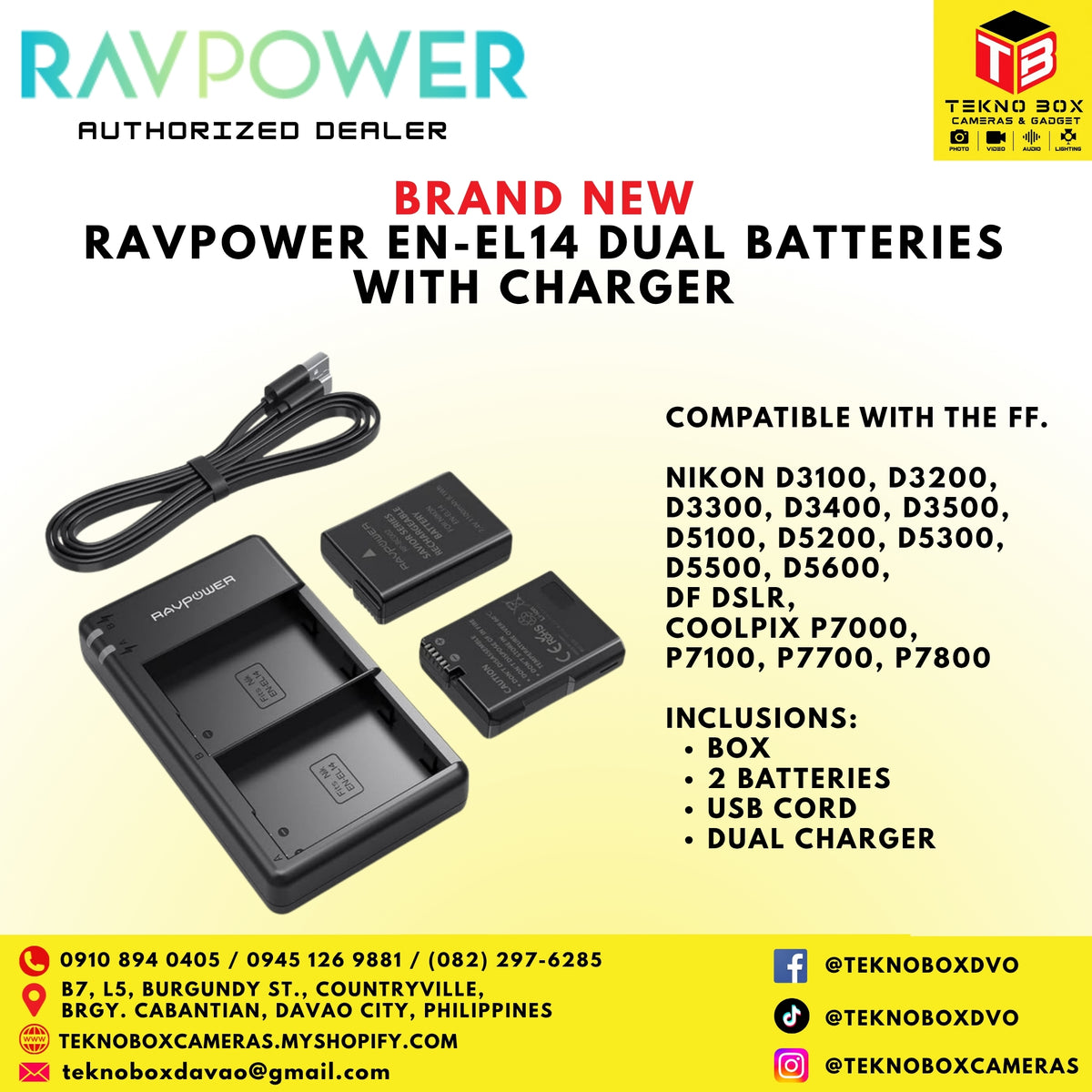 RavPower EN-EL14 Dual Batteries With Charger