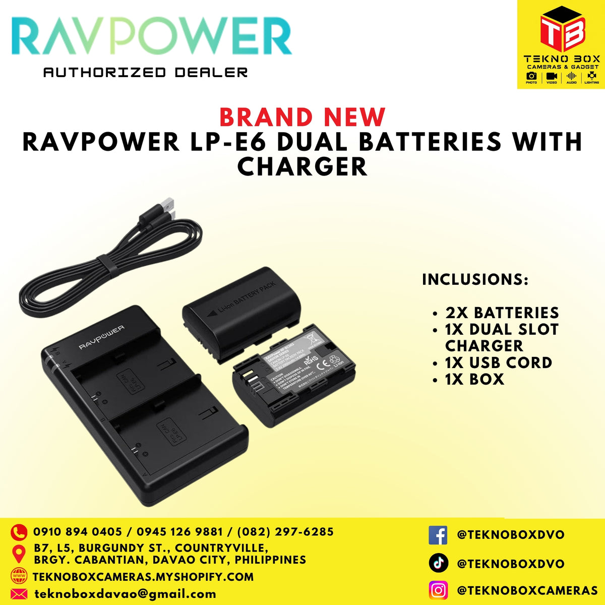 RavPower LP-E6 Dual Batteries With Charger
