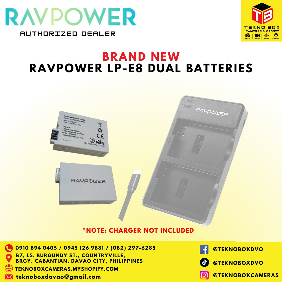 RavPower LP-E8 Dual Batteries with Charger